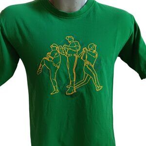Vintage Men's T-shirt Small Y2K 00 Green Starter Baseball Pitcher Logo Graphic